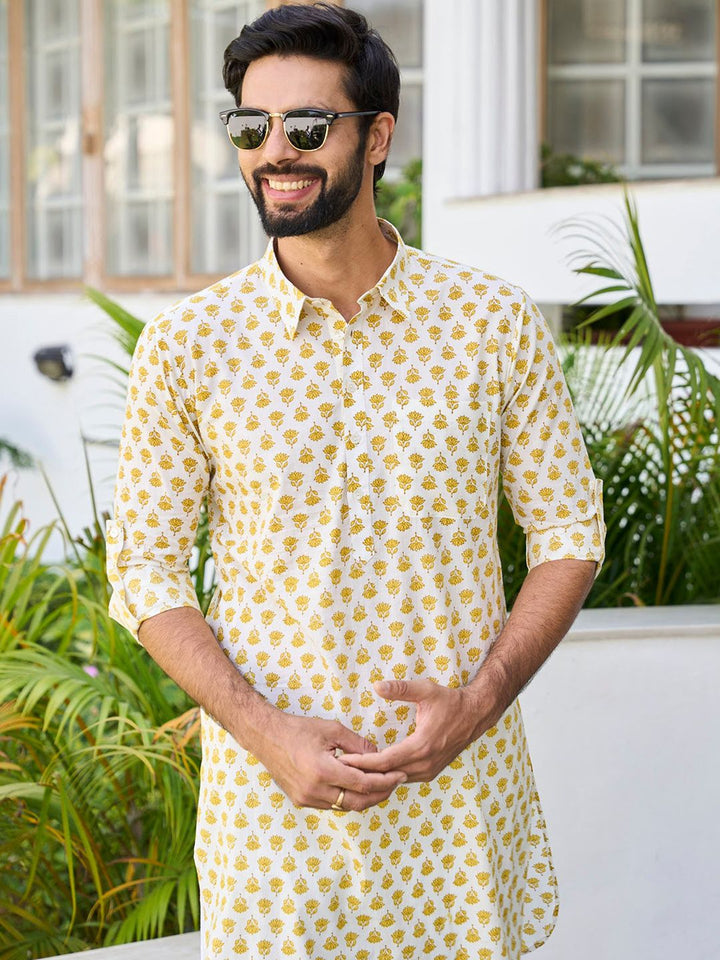 See Designs Ethnic Motif Printed Shirt Collar Pure Cotton Kurta