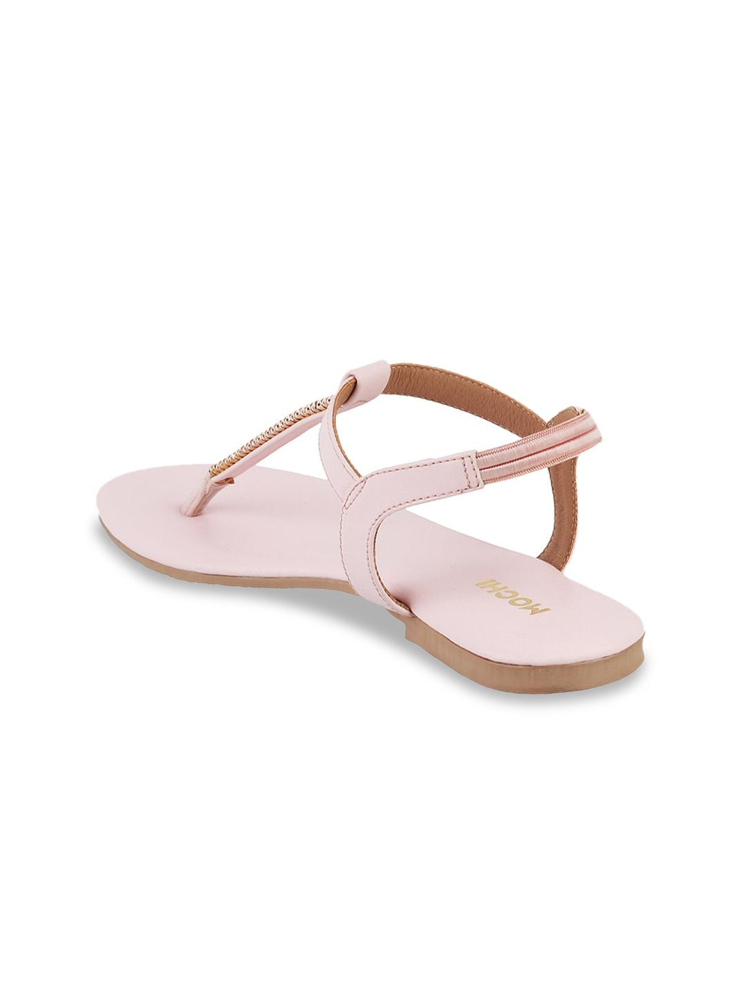 Mochi Women Pink Solid T-Strap Flats