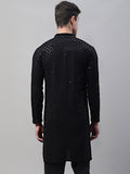 Jompers Floral Embroidered Mandarin Collar Sequinned Pure Cotton Kurta