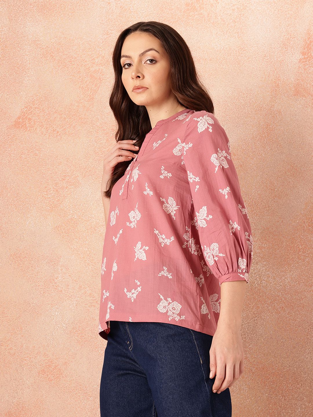 all about you Floral Print Puff Sleeves Cotton Top