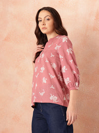 all about you Floral Print Puff Sleeves Cotton Top