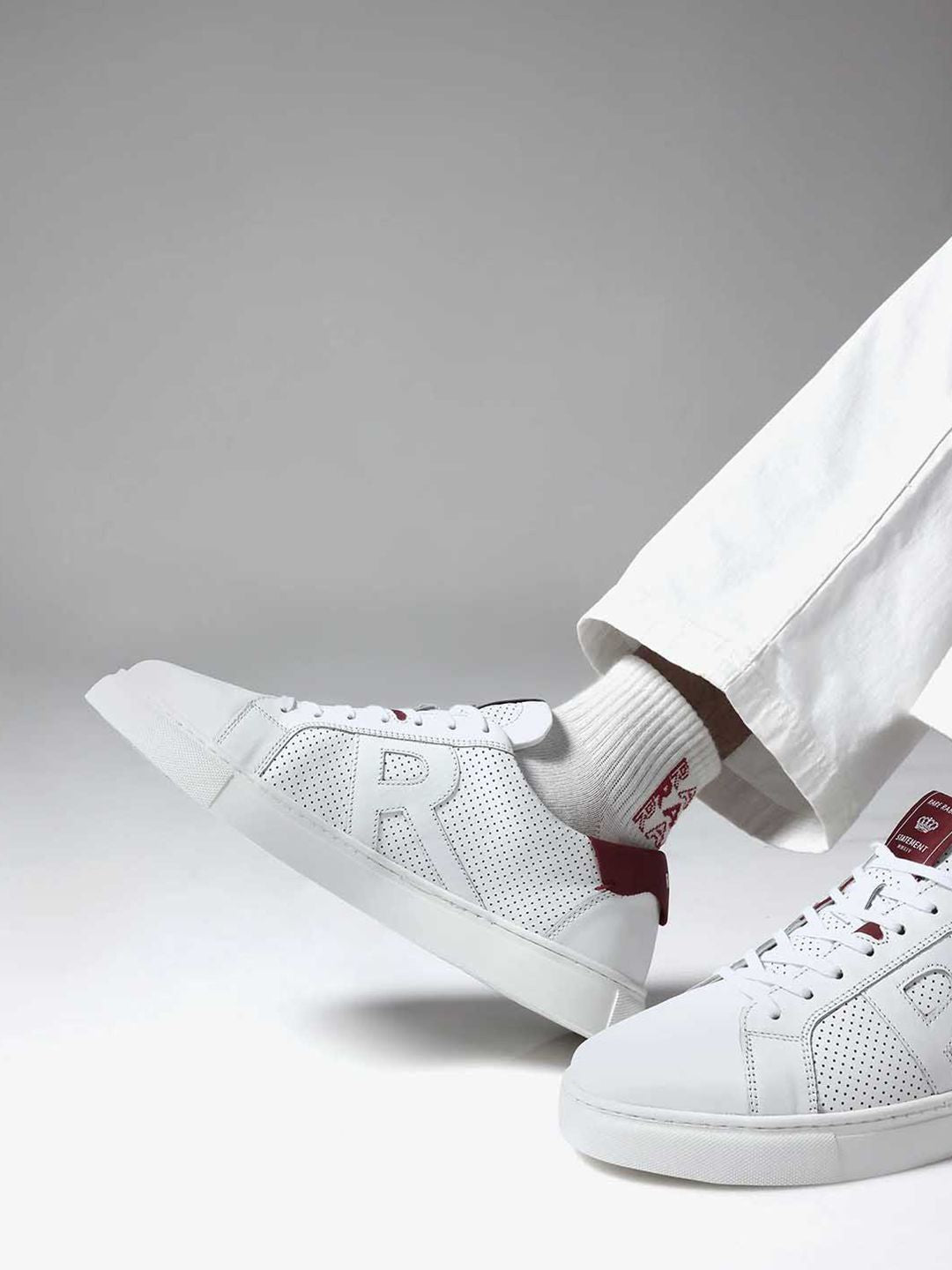 RARE RABBIT Men Perforations Leather Sneakers
