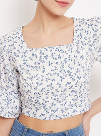 Berrylush Women White Printed Crop Top