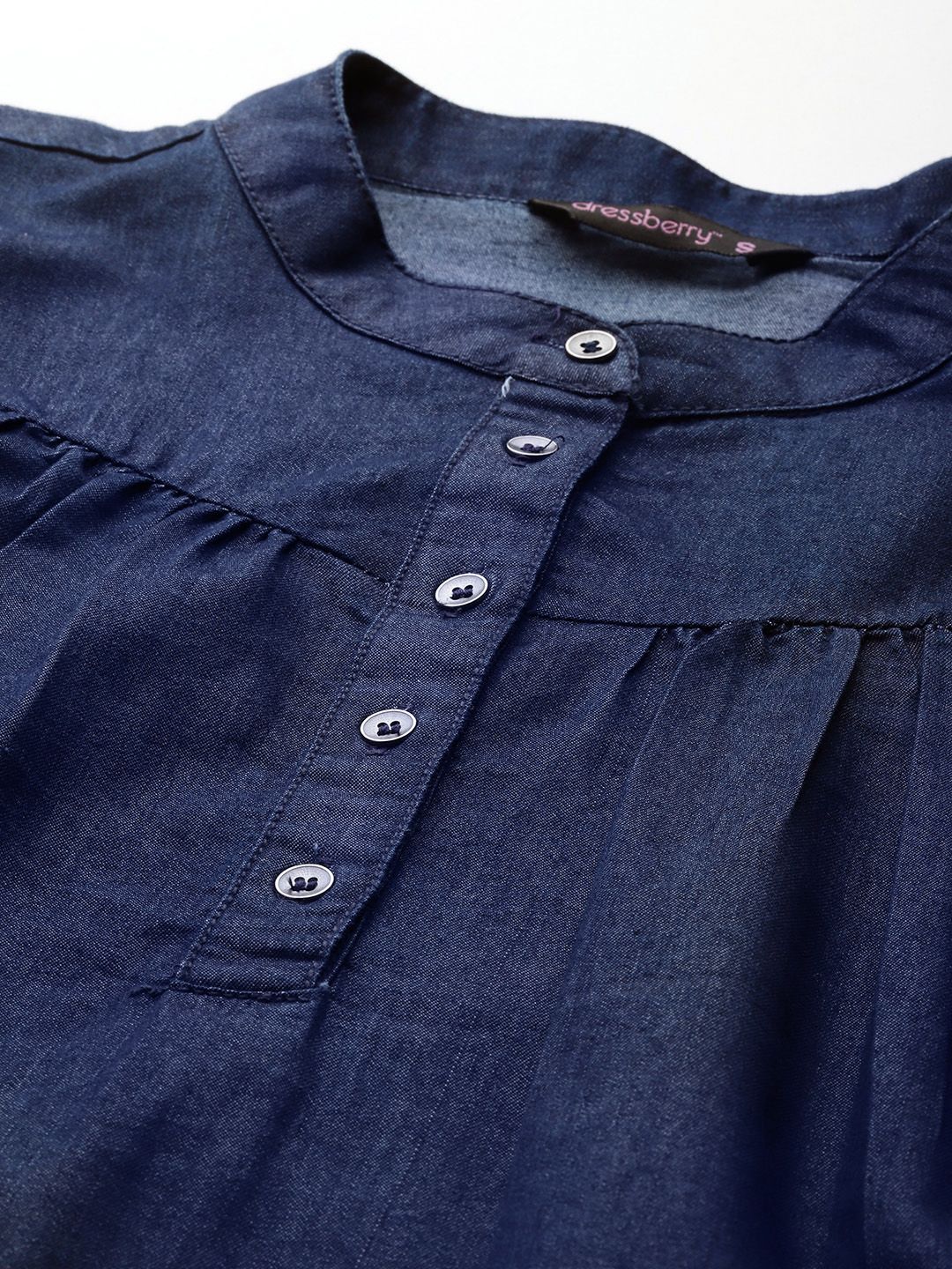 DressBerry Mandarin Collar Chambray Top