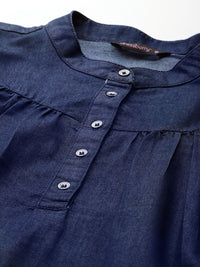 DressBerry Mandarin Collar Chambray Top