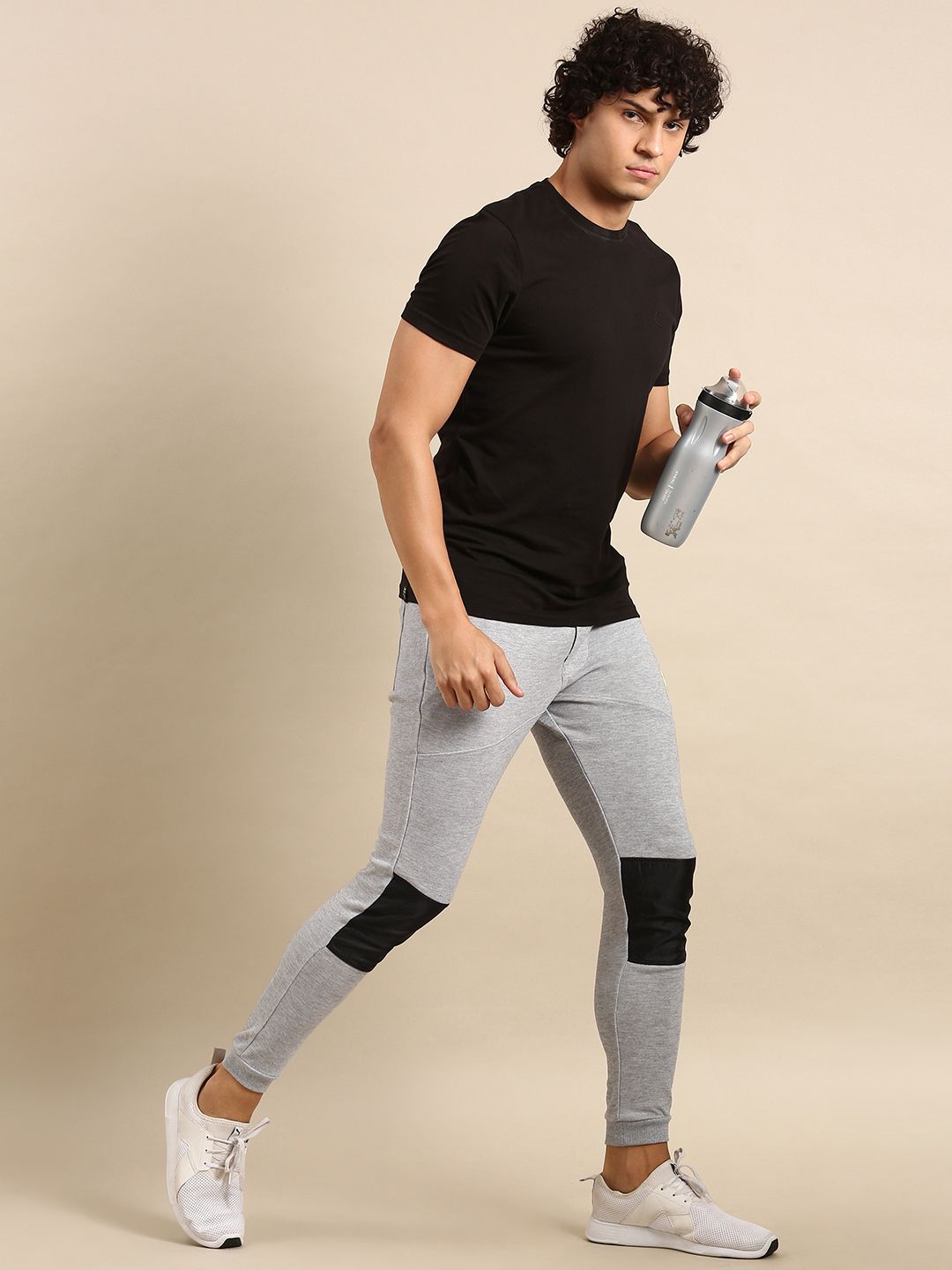 Being Human Men Mid-Rise Joggers With Patchwork Detail On Knees