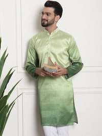 SOJANYA Ethnic Motifs Woven Design Jacquard Mandarin Collar Straight Kurta