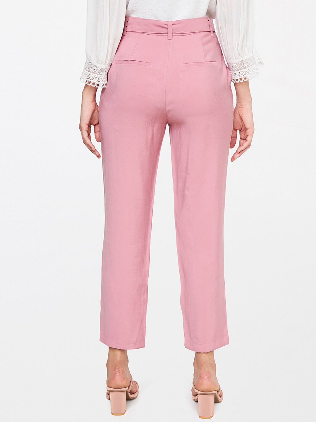 AND Women Pink Straight Fit Trousers
