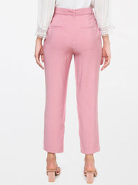 AND Women Pink Straight Fit Trousers