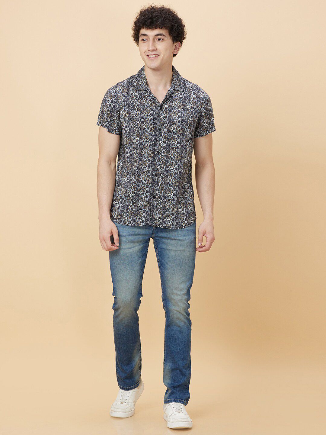 Being Human Slim Fit Geometric Printed Casual Shirt