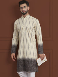 SOJANYA LUXE Kurta Lurus Bersulam Labuci Mandarin Cotton Kolar