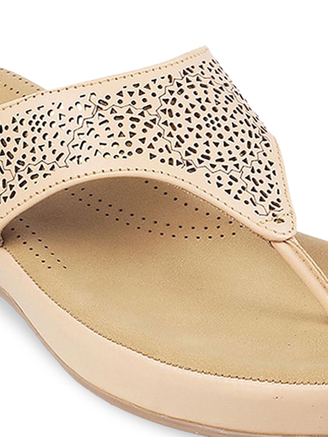 Metro Beige Comfort Sandals with Laser Cuts