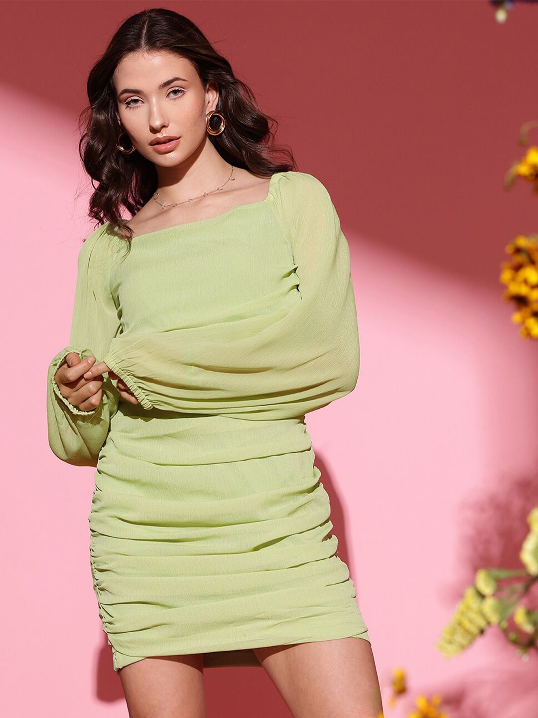 STREET 9 Round Neck Georgette Sheath Dress