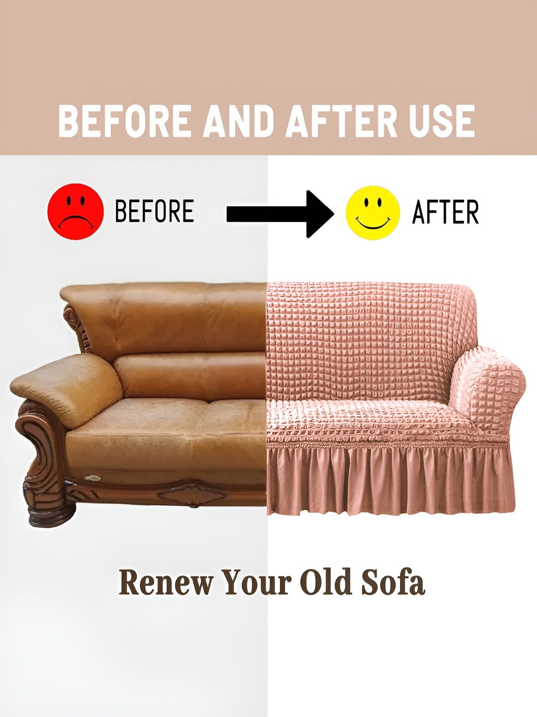 Cortina Pink Elastic Stretchable Sofa Cover With Arms