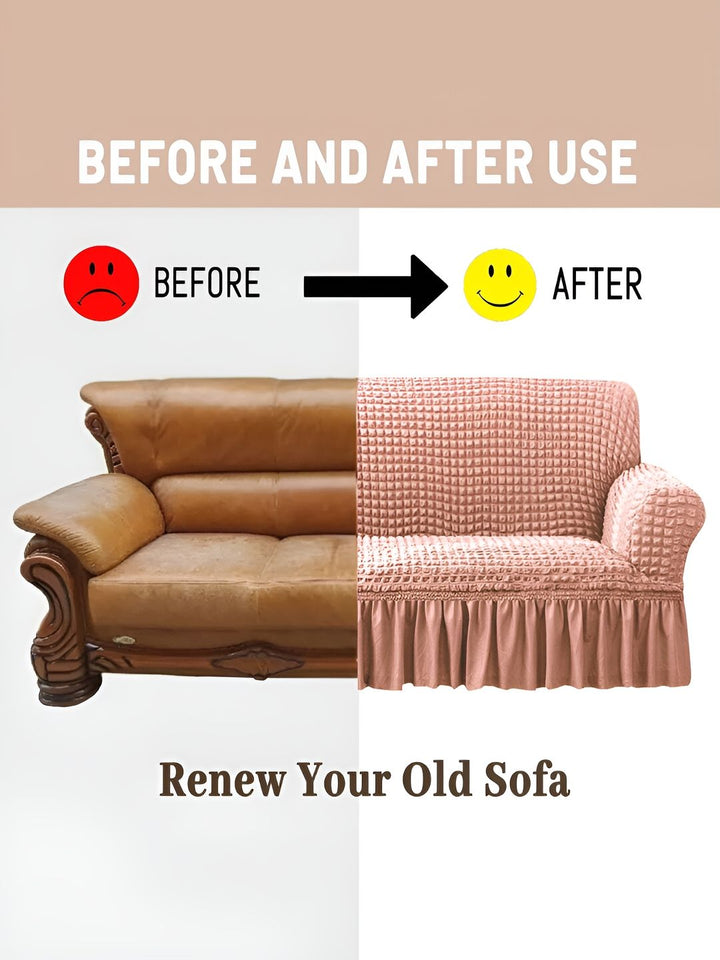 Cortina Pink Elastic Stretchable Sofa Cover With Arms