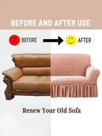 Cortina Pink Elastic Stretchable Sofa Cover With Arms