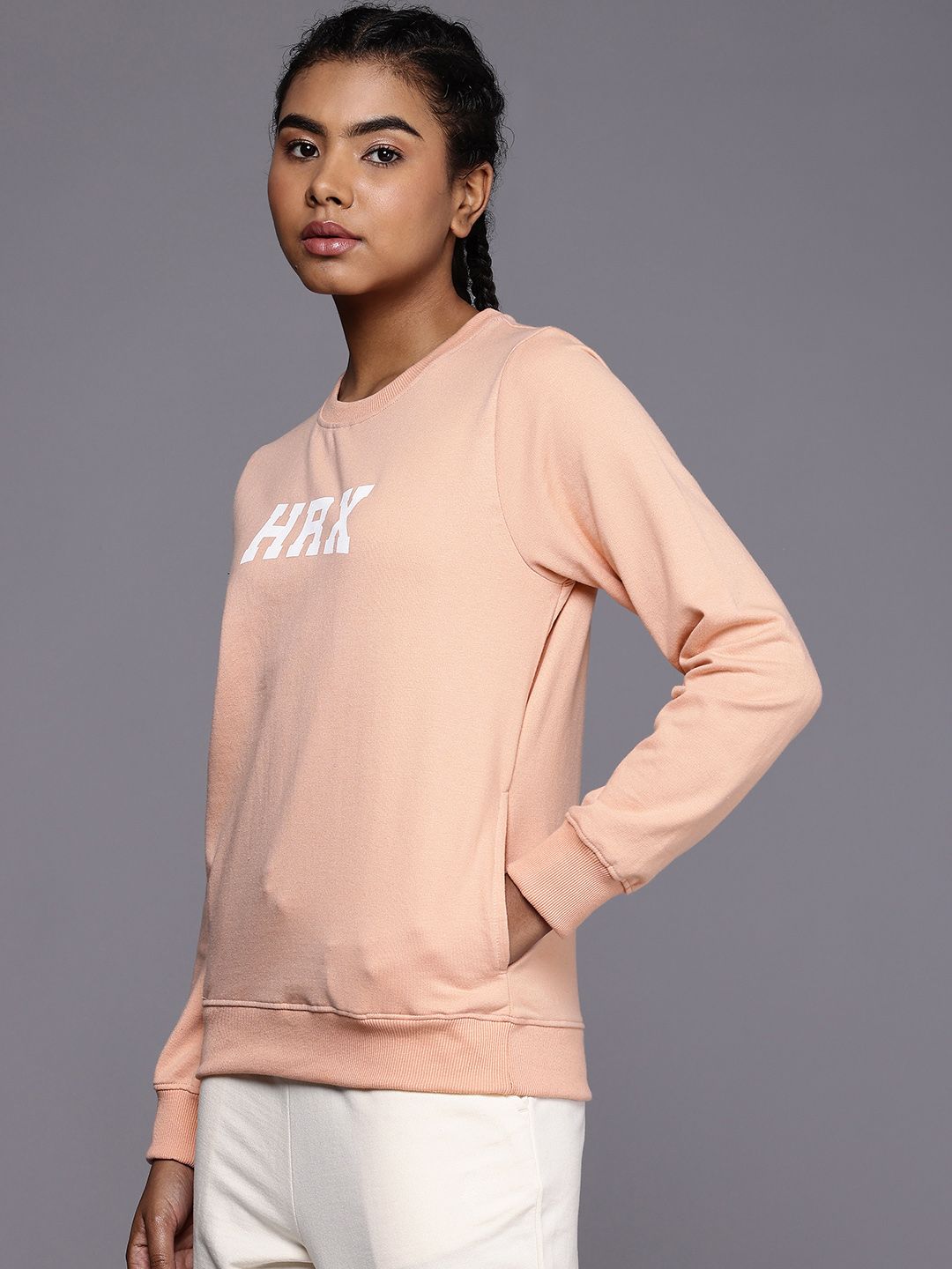 HRX by Hrithik Roshan Brand Logo Printed Knitted Sweatshirt