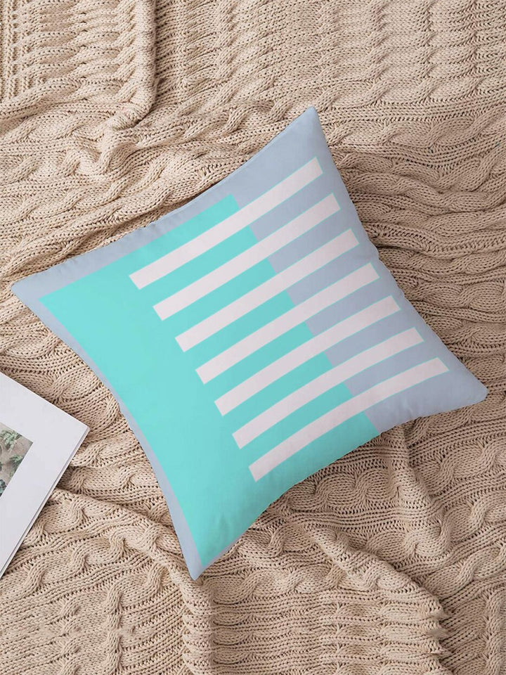 STITCHNEST Teal & Grey Geometric Printed Square Cotton Cushion Covers