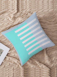STITCHNEST Teal & Grey Geometric Printed Square Cotton Cushion Covers