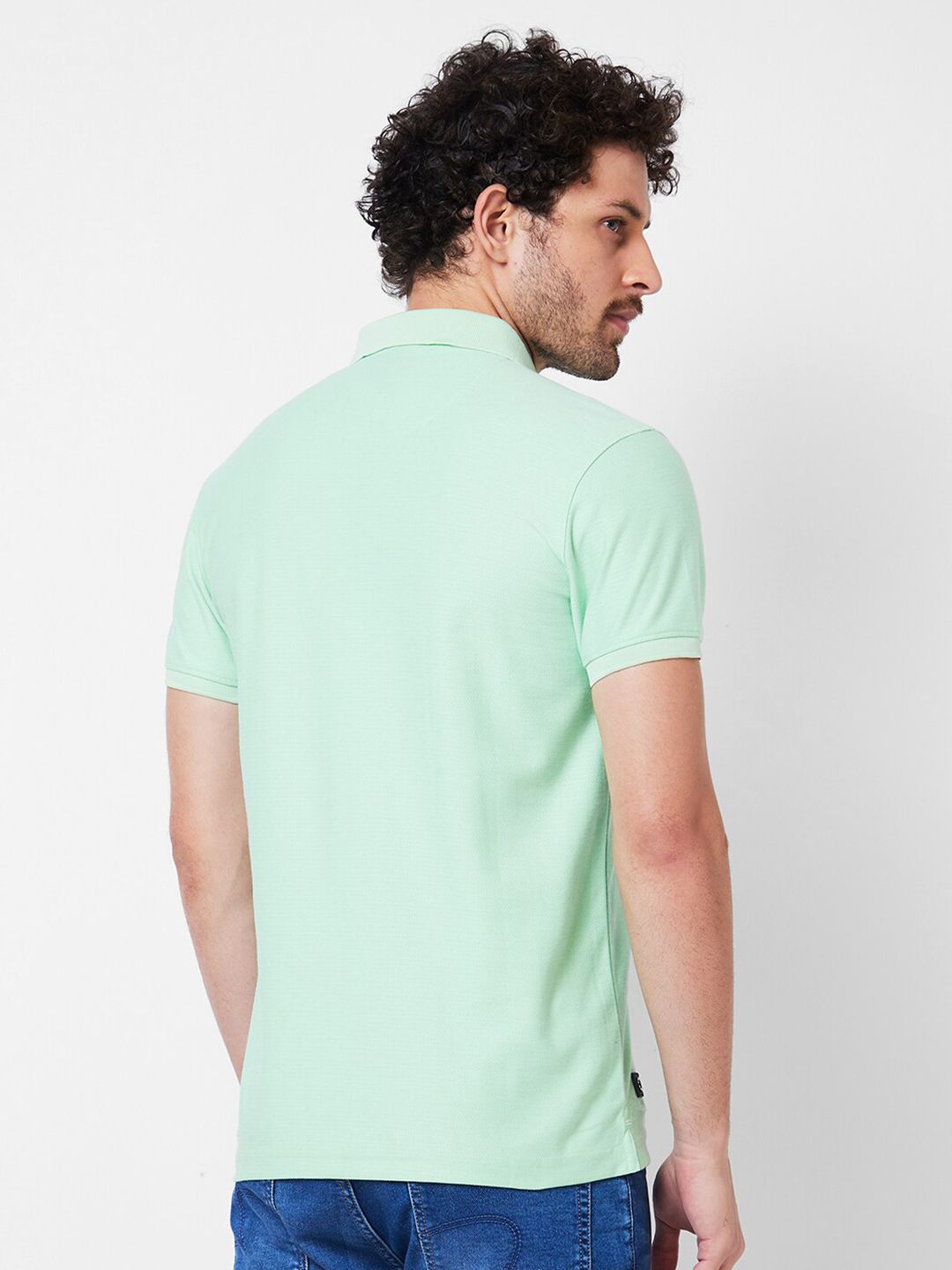 SPYKAR Polo Collar Applique Cotton Slim Fit T-shirt