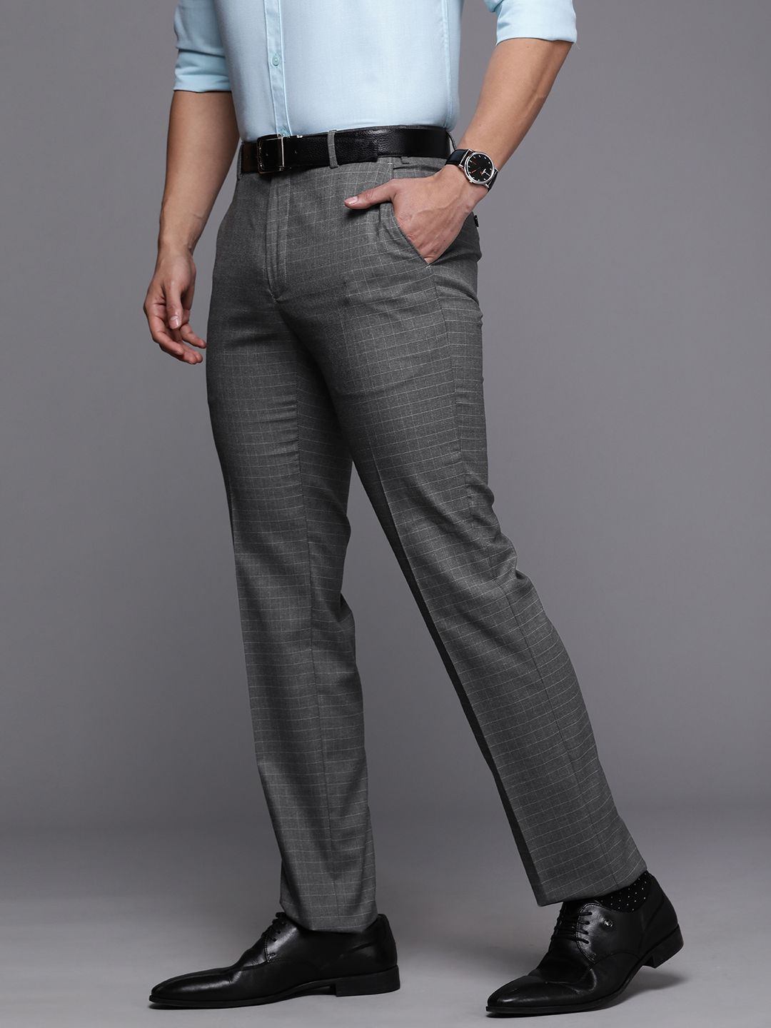 Raymond Men Checked Slim Fit Trousers