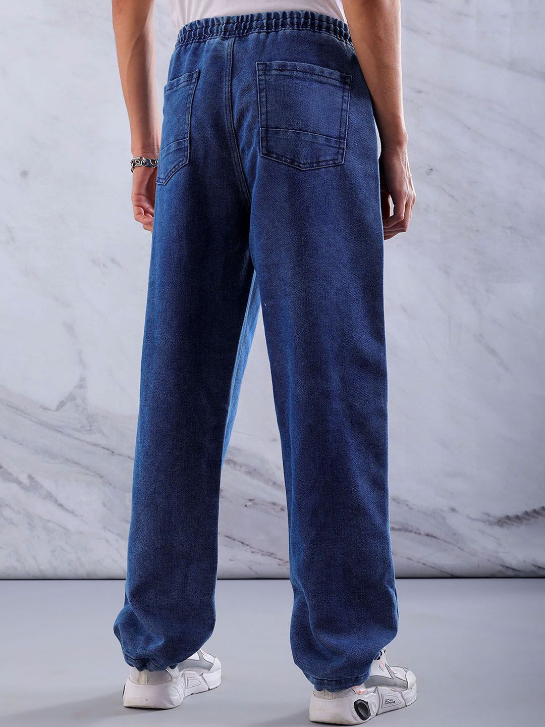 The Indian Garage Co Men Mid-Rise Relaxed Fit Drawstring Slash Knee Jeans