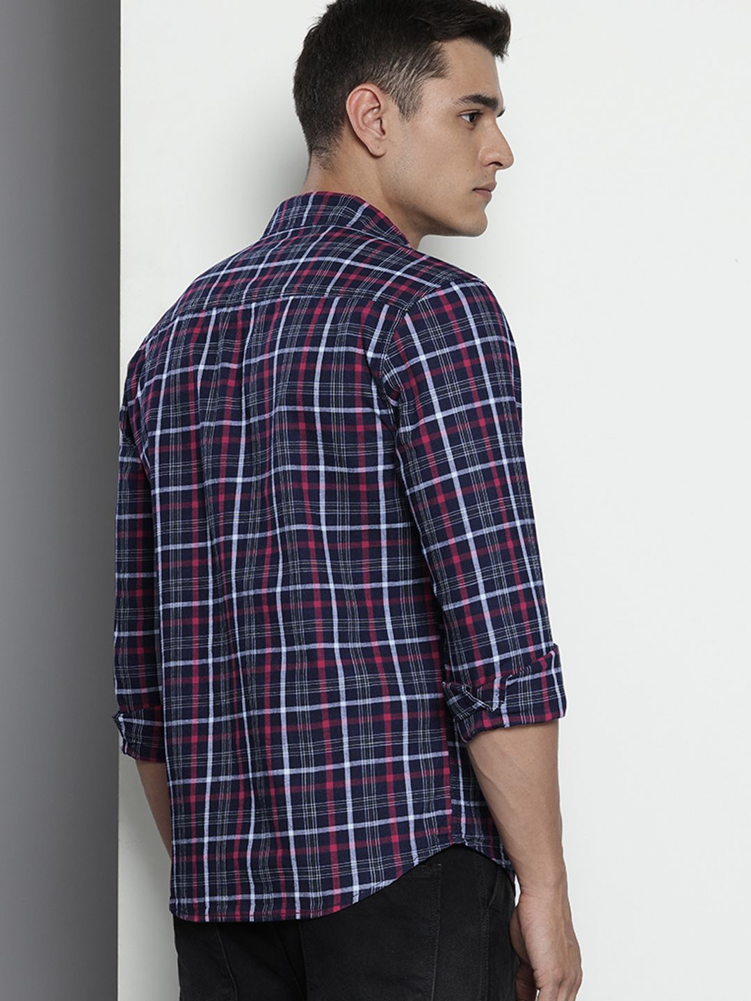 The Indian Garage Co Slim Fit Checked Pure Cotton Casual Shirt
