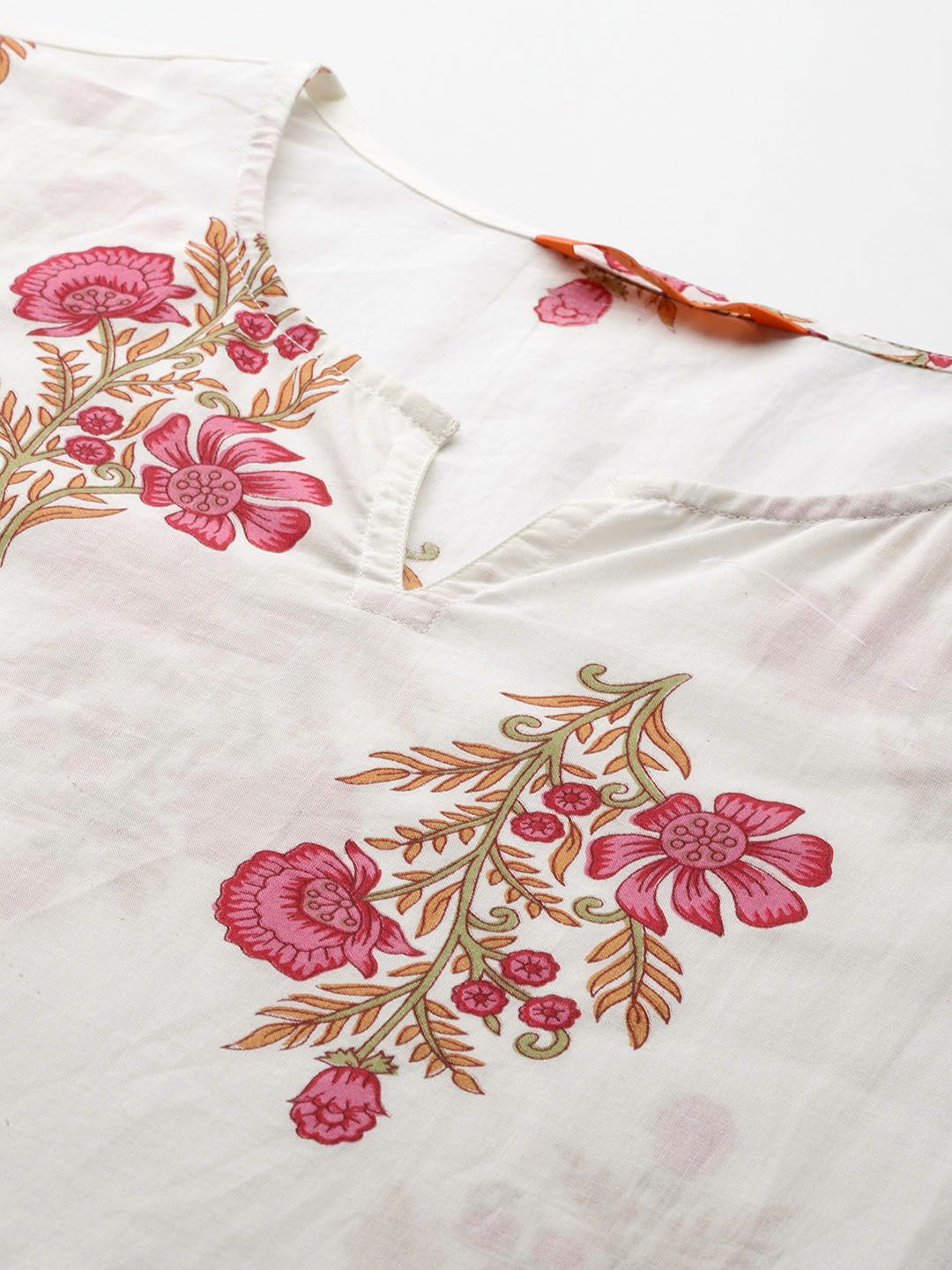 Indo Era Women Floral Printed Pure Cotton Kurta with Trousers