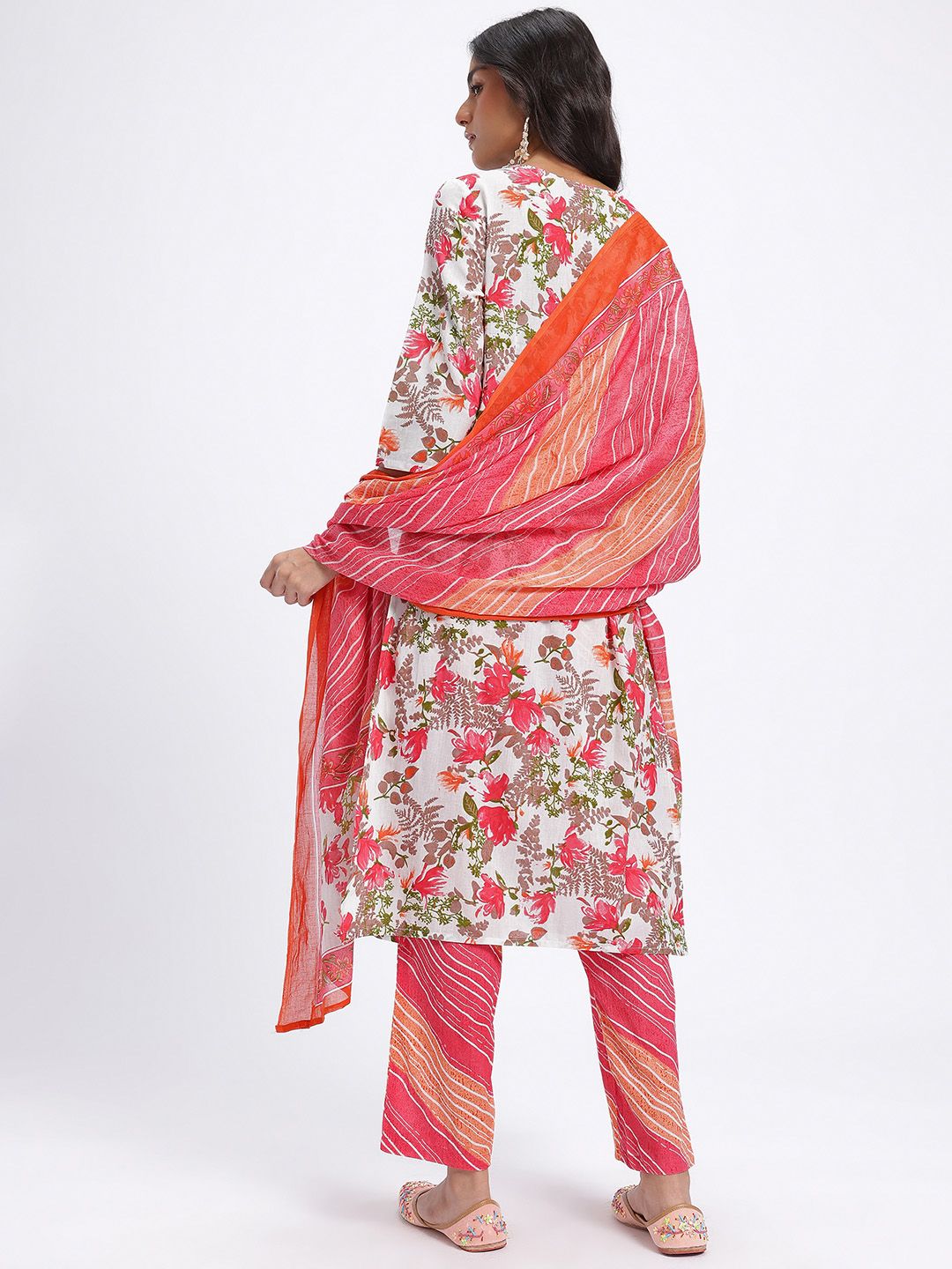 Anouk Floral Printed Pure Cotton Kurta with Trousers & Dupatta