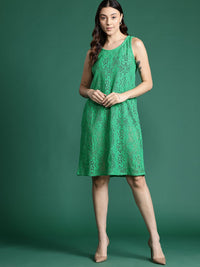 DressBerry Pure Cotton Self Designed Semi Sheer Sheath Dress