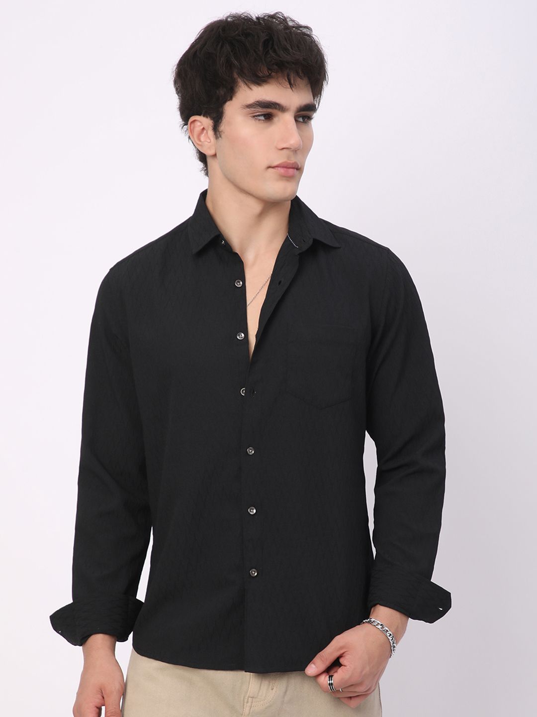 VASTRADO Men Classic Slim Fit Opaque Casual Shirt