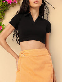 DressBerry Polo Neck Boxy Crop Top