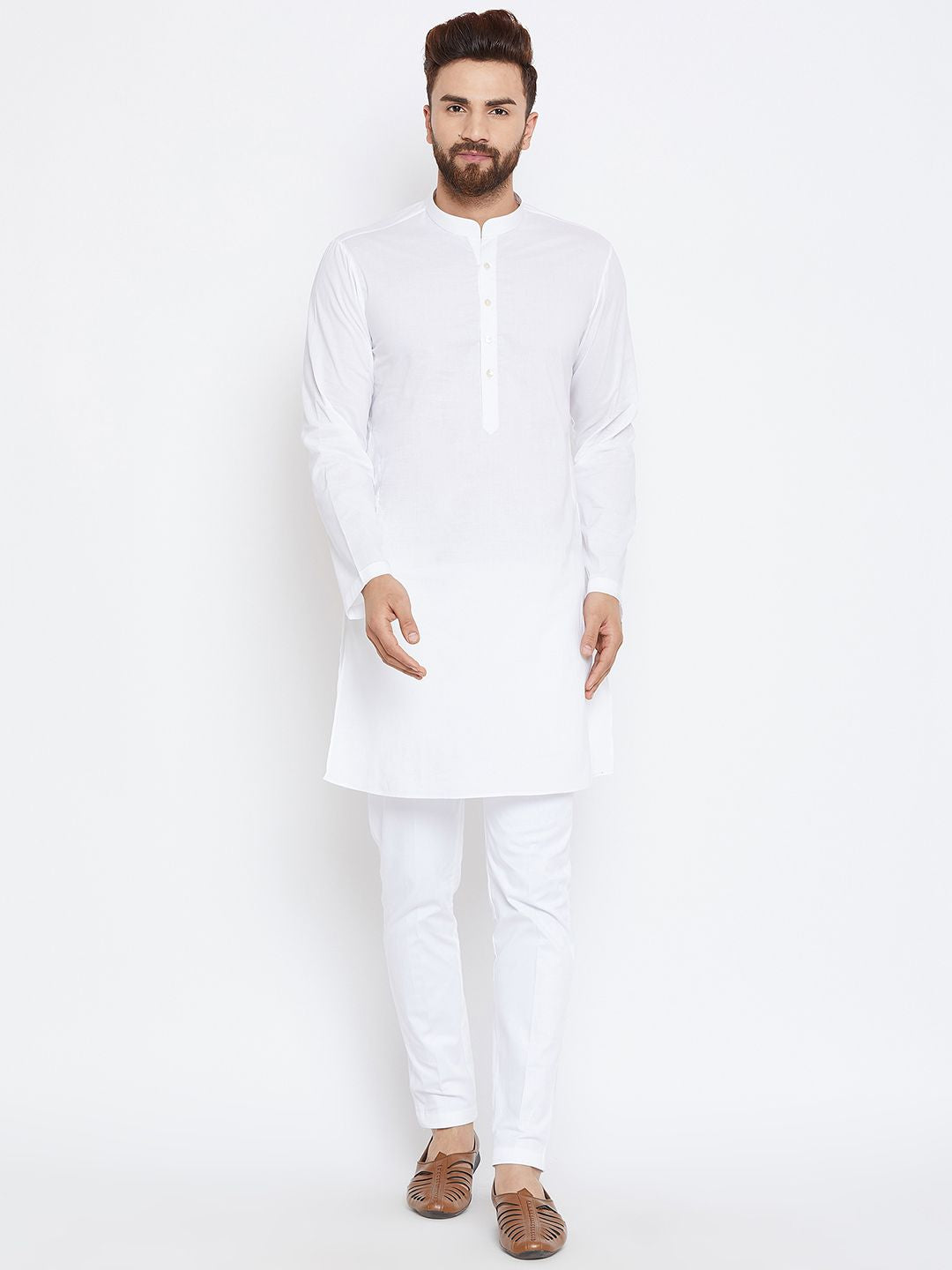 See Designs Men White Solid Churidar
