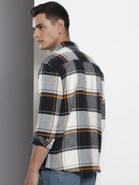 The Indian Garage Co Pure Cotton Checked Drop-Shoulder Sleeves Relaxed Fit Casual Shirt