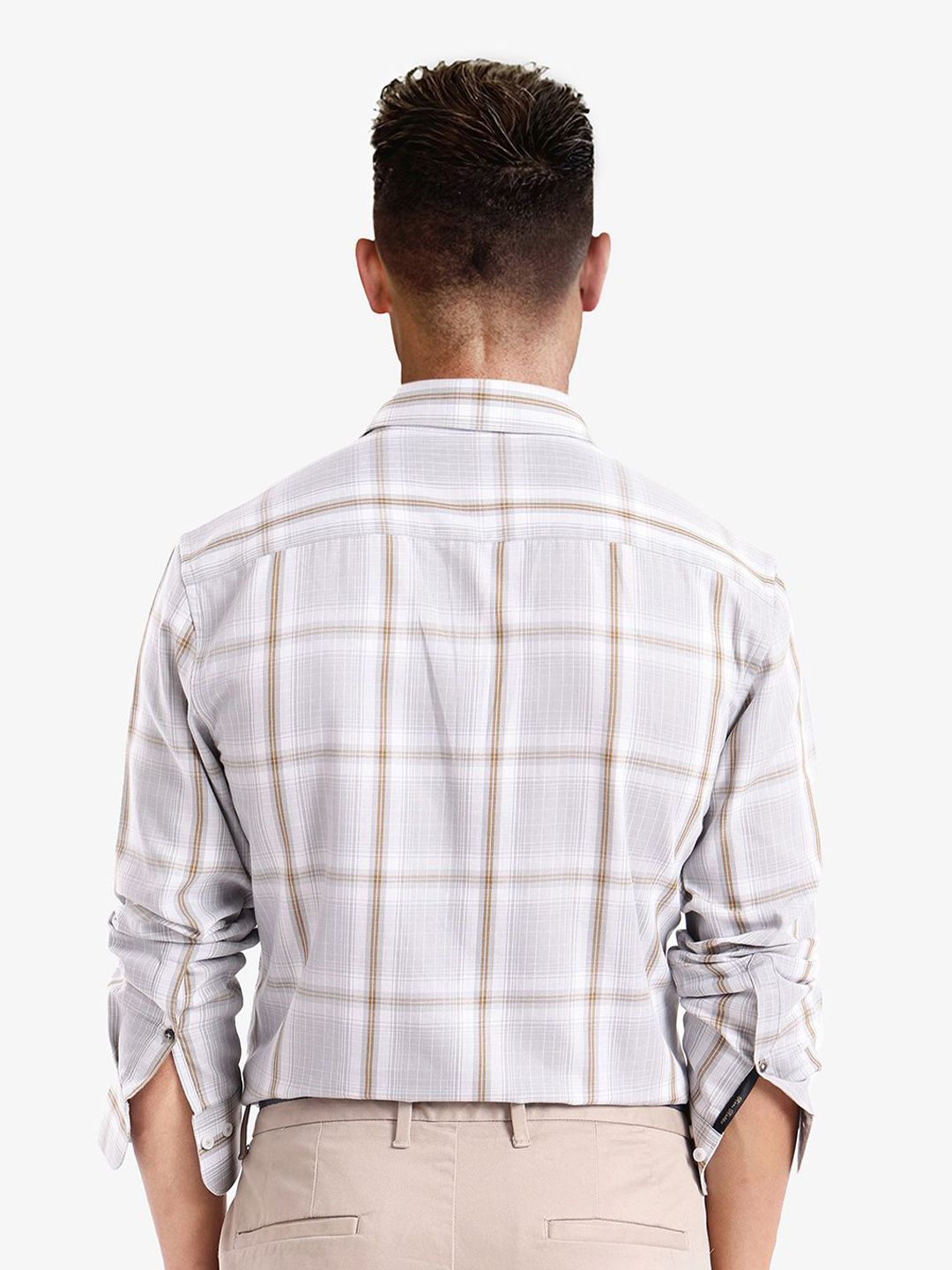 RARE RABBIT Men Comfort Spread Collar Checked Cotton Casual Shirt