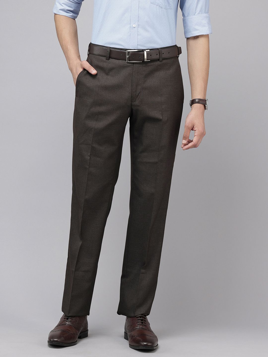 Park Avenue Men Checked Formal Trousers