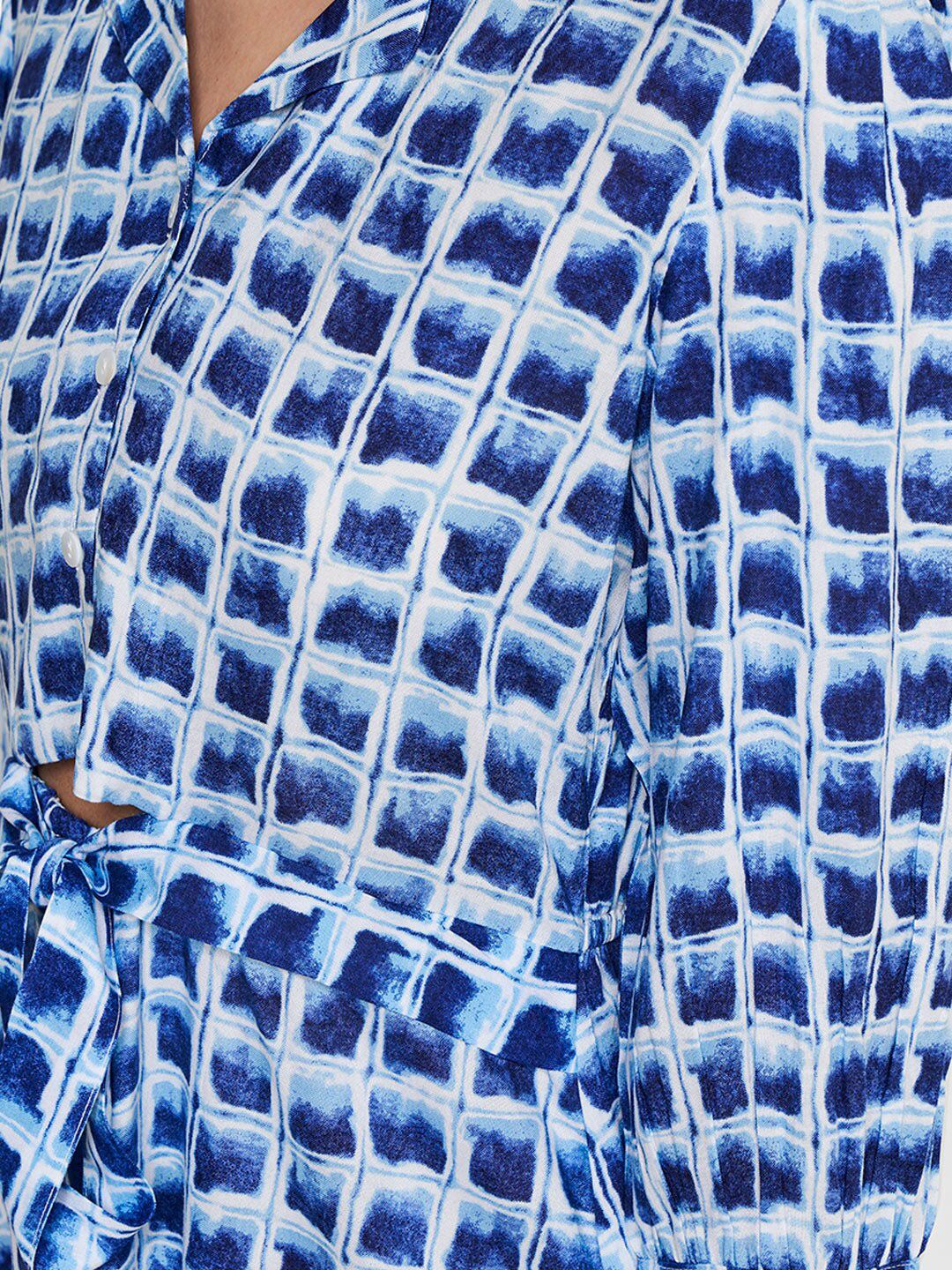 Global Desi Blue Printed Midi Dress