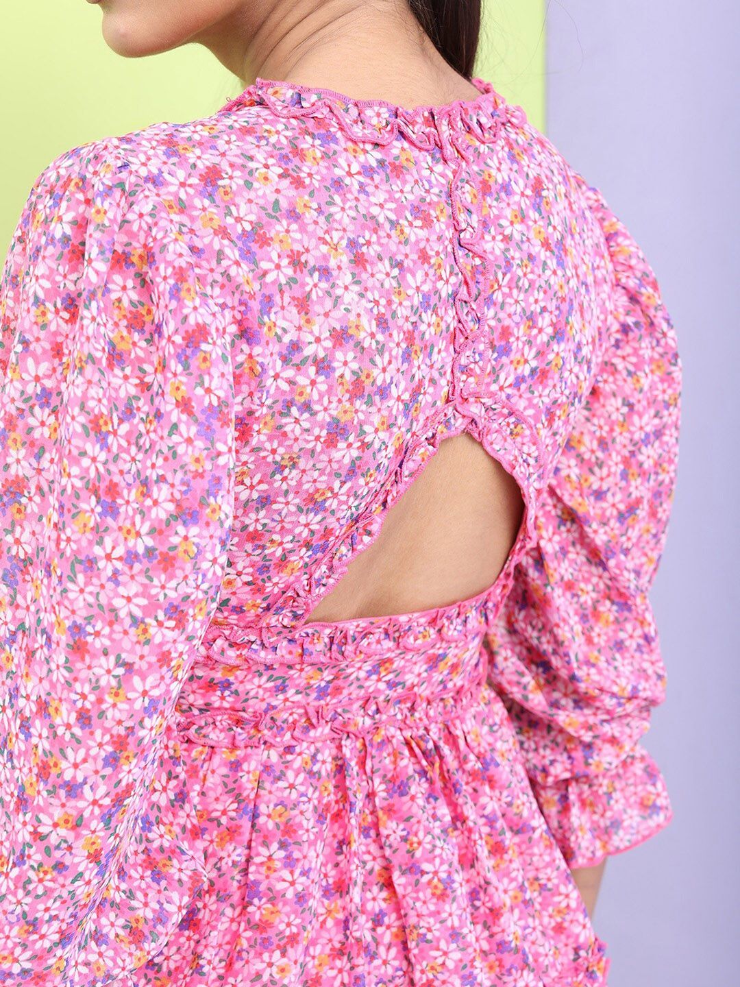 Tokyo Talkies Ruffled Floral Mini A-Line Dress
