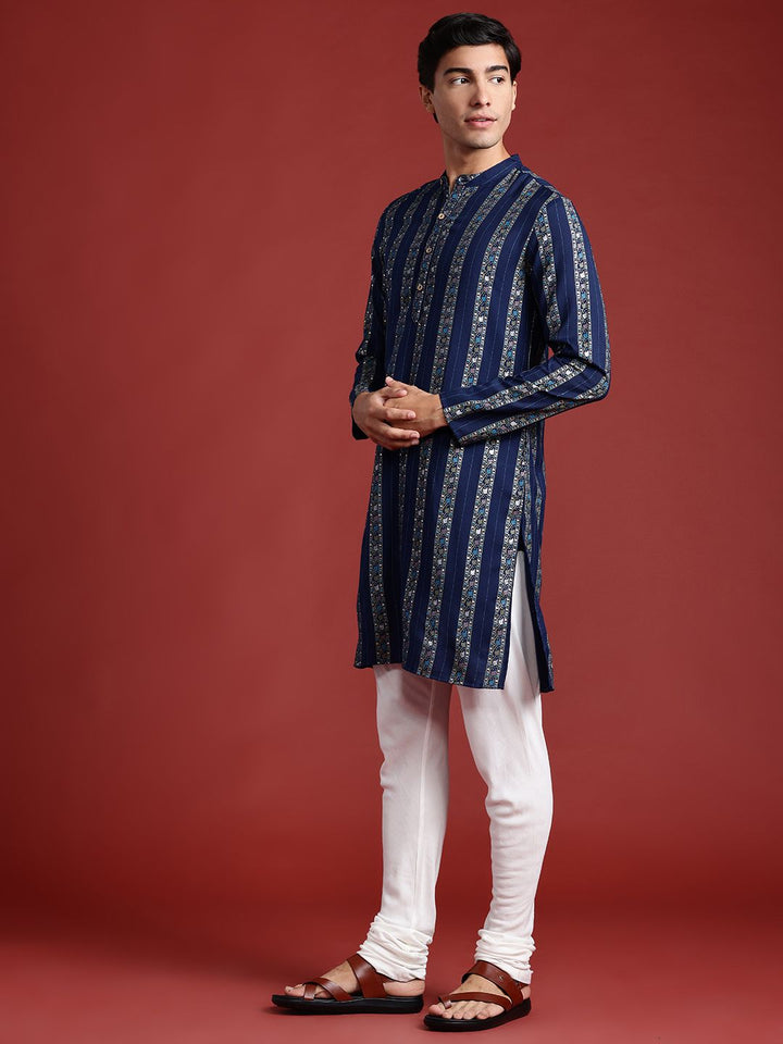 Anouk Indie Floral Striped Straight Kurta