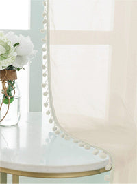 URBAN SPACE Cream-Coloured 2 Pieces Sheer Long Door Curtain