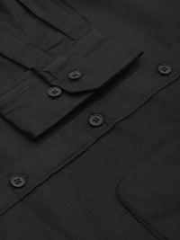 DENNISON Men Black Smart Slim Fit Pure Cotton Solid Formal Shirt