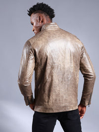 The Indian Garage Co Men Slim Fit Zip-Front Faux Biker Jacket