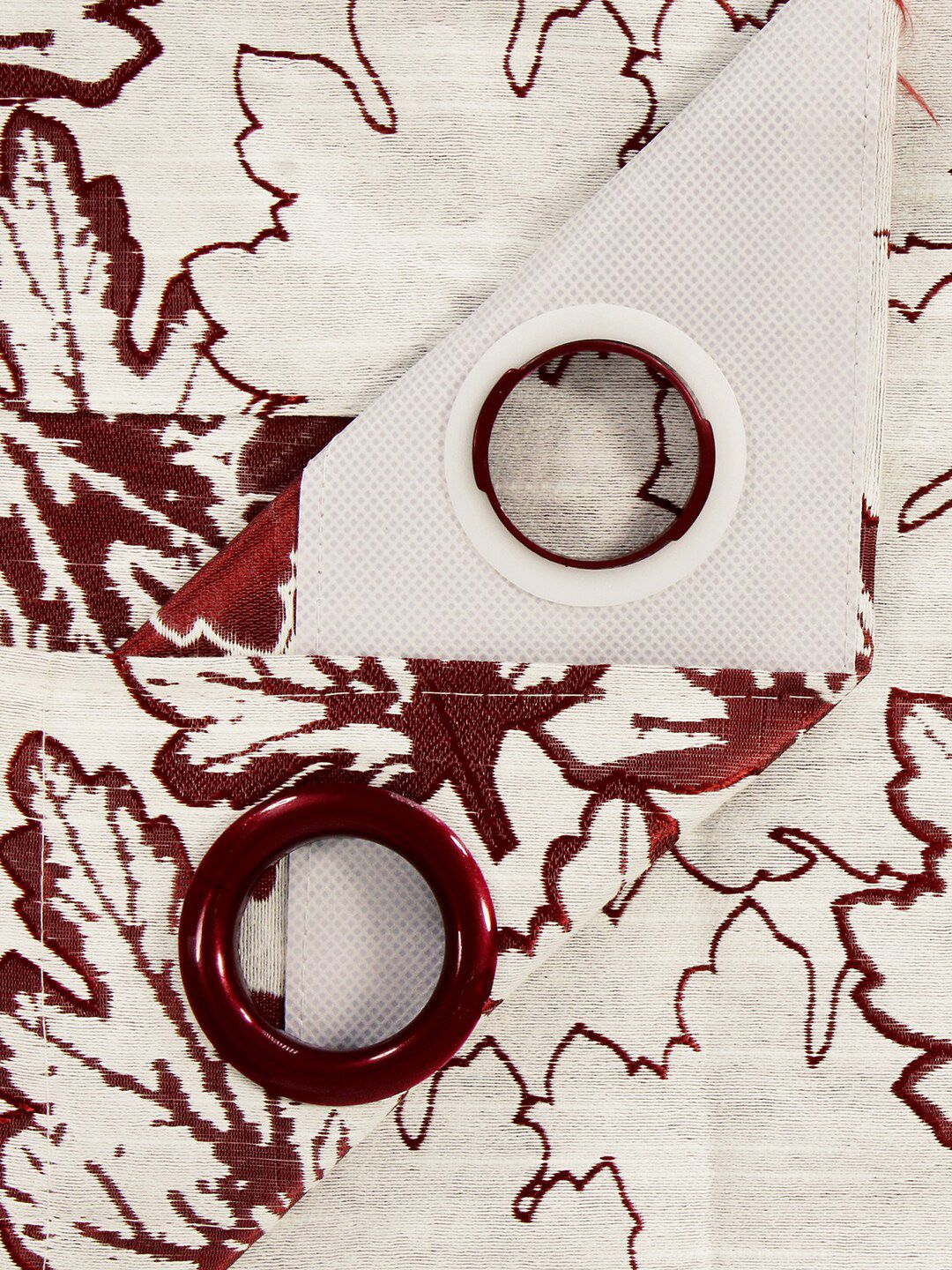 Story@home Maroon & Cream-Coloured Floral Window Curtain