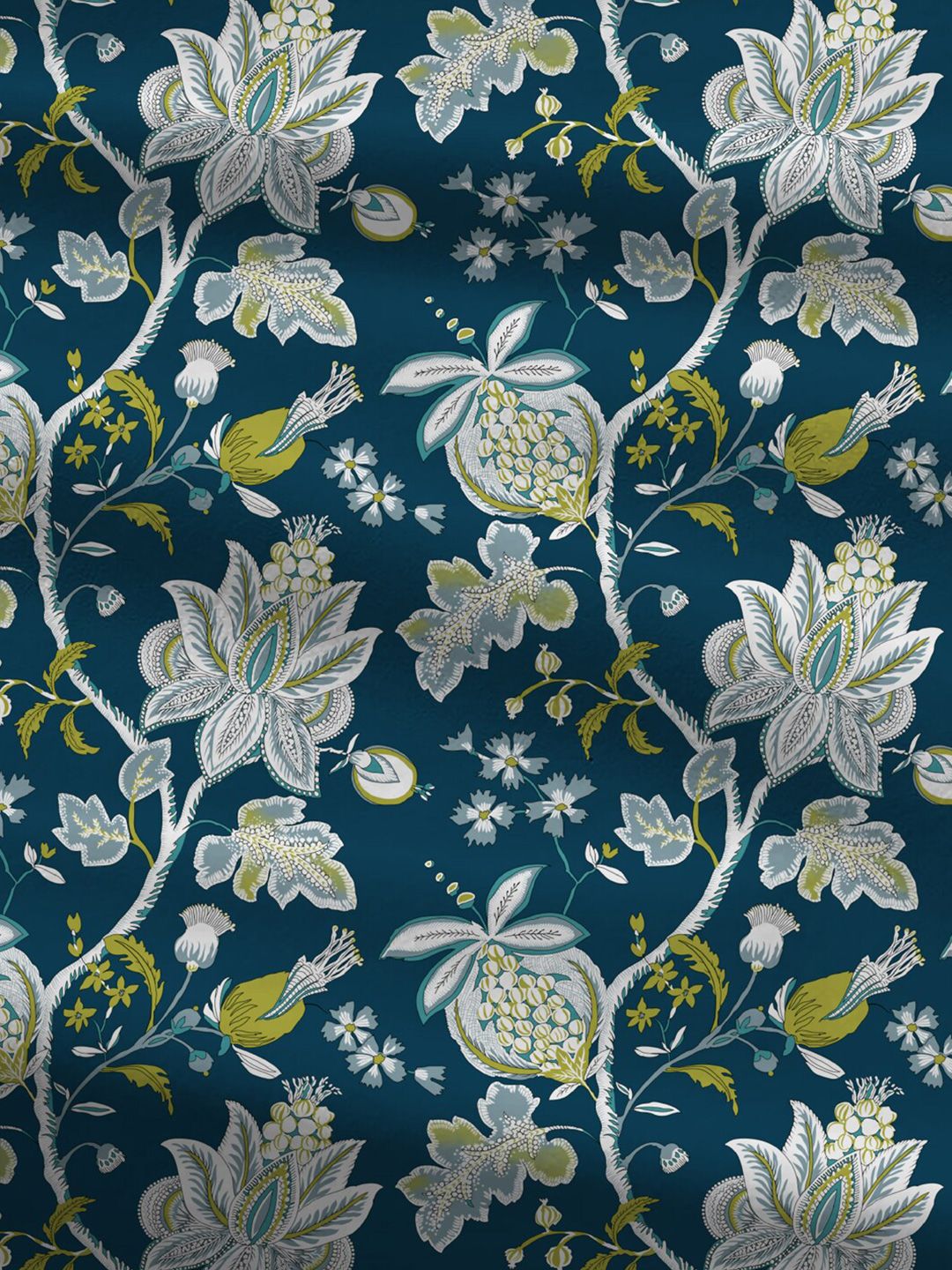 MYTRIDENT Blue  White Floral Cotton 144 TC Queen Bedsheet With 2 Pillow Covers
