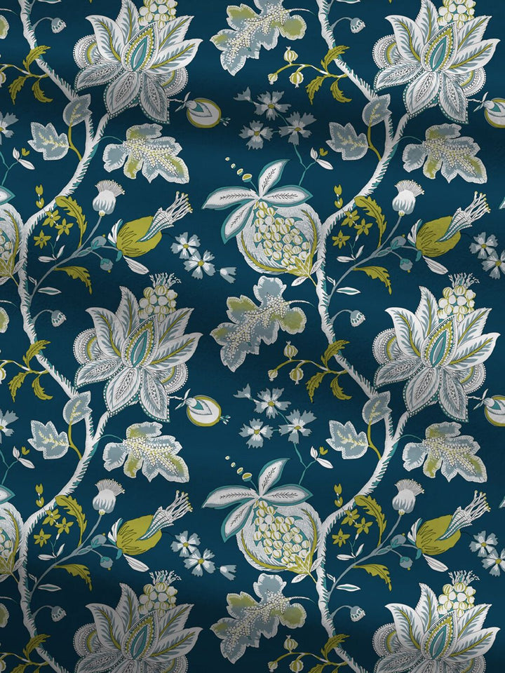 MYTRIDENT Blue  White Floral Cotton 144 TC Queen Bedsheet With 2 Pillow Covers