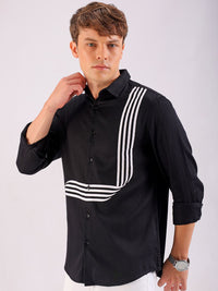 The Indian Garage Co Slim Fit Striped Band Collar Cotton Casual Shirt