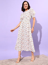STREET 9 Floral Printed Smocking Detail Dress