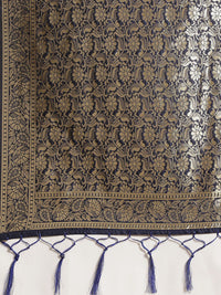 Saree mall Navy Blue & Golden Ethnic Motifs Zari Woven Design Banarasi Saree