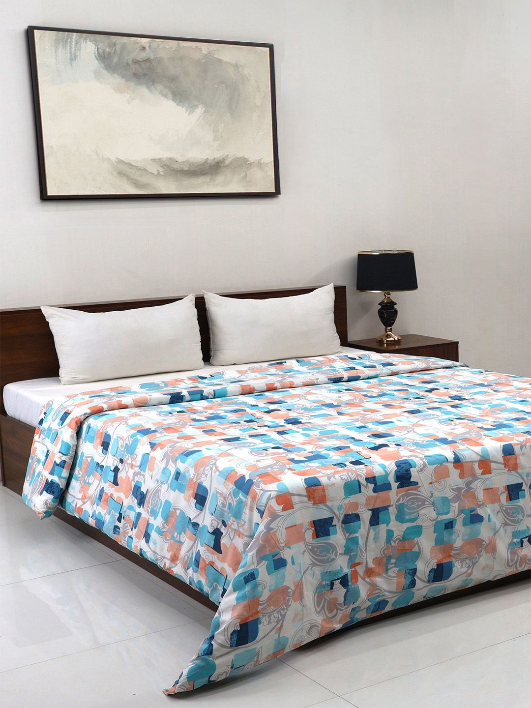 Bombay Dyeing Allure 144 TC 100% Cotton Teal Blue Double King Duvet Cover