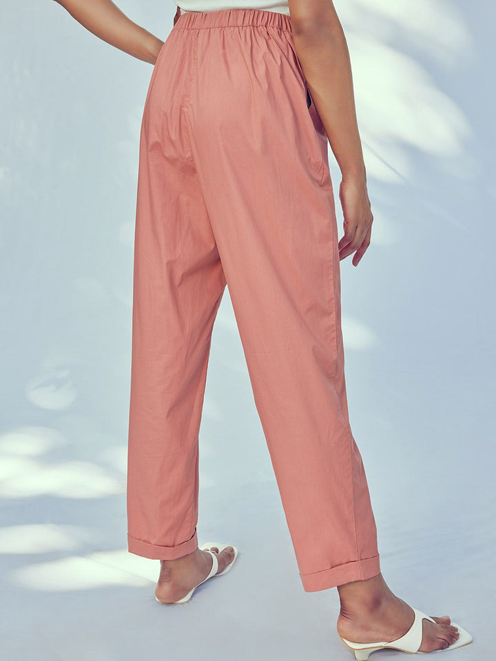 The Label Life Women High-Rise Cotton Trousers